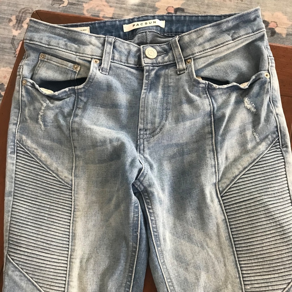 Pacsun Moto Stacked‎ Skinny Blue Jeans Men's 28 X 30 Medium Wash